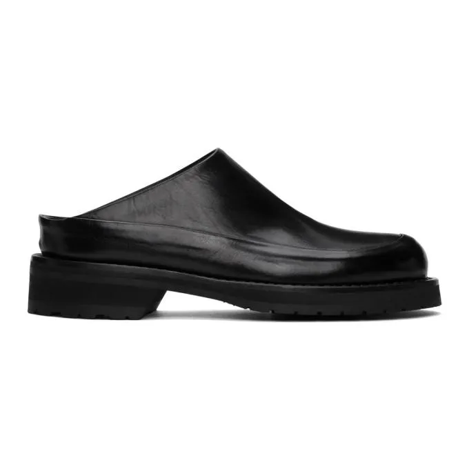 Ann Demeulemeester Black Leather Moresco Loafers