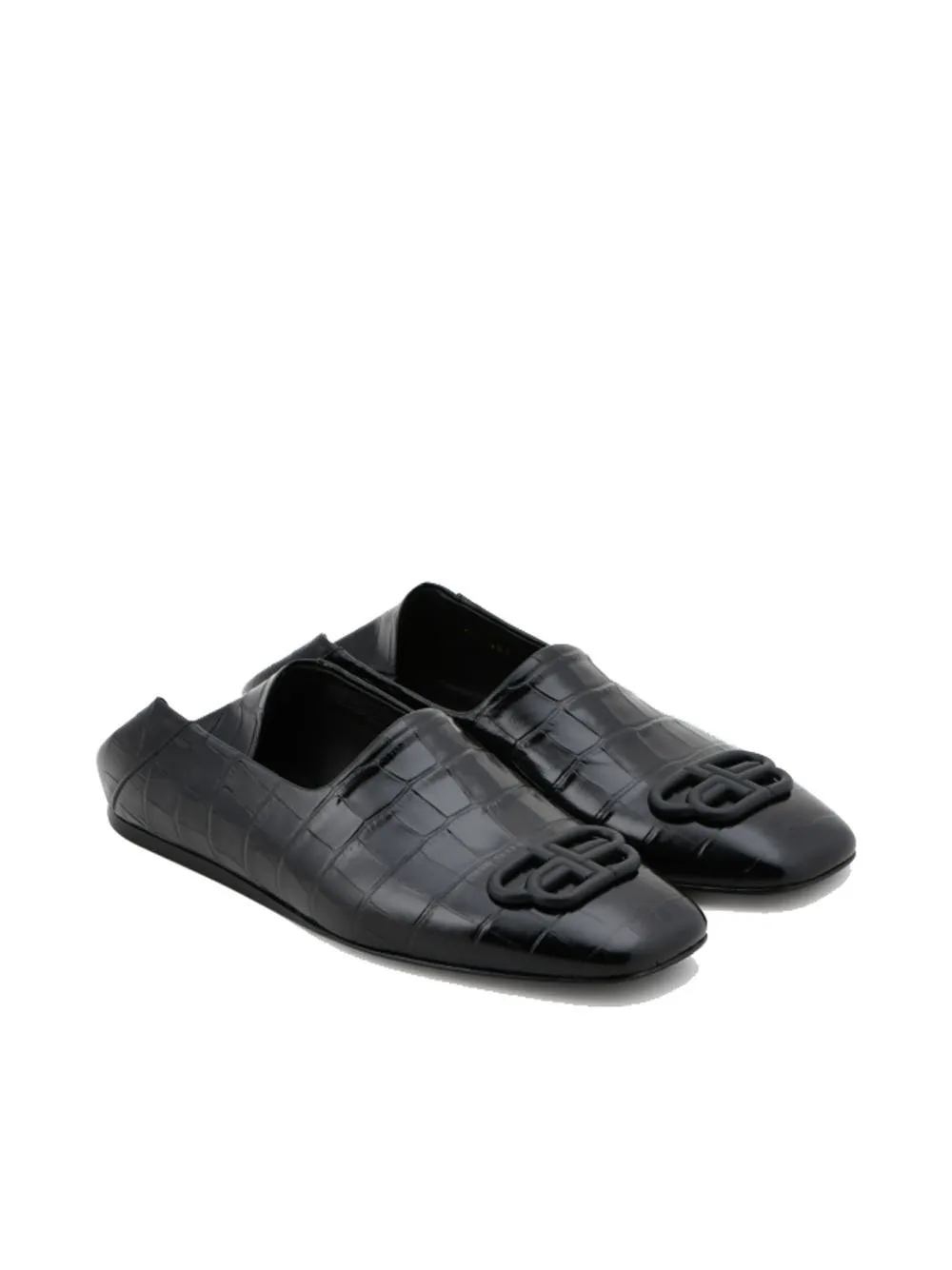 BALENCIAGA BB Loafers Croc Black
