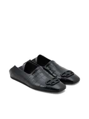 BALENCIAGA BB Loafers Croc Black