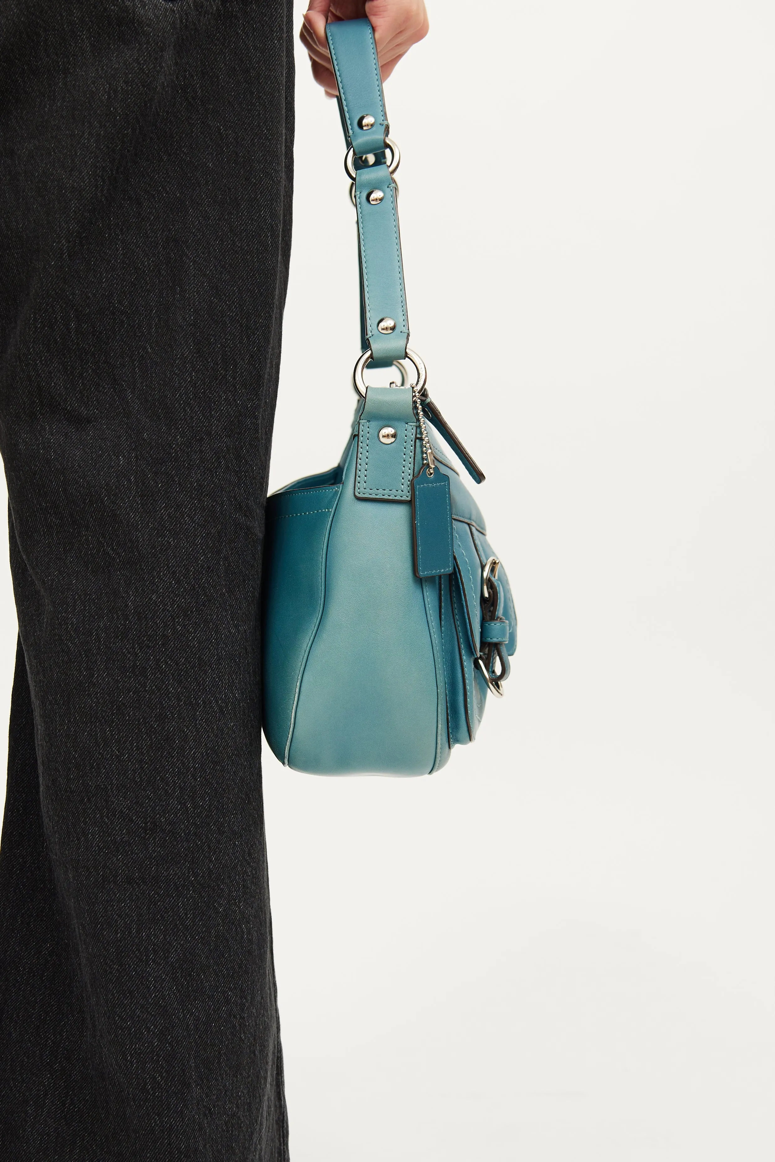 Blue Leather Chelsea Shoulder Bag