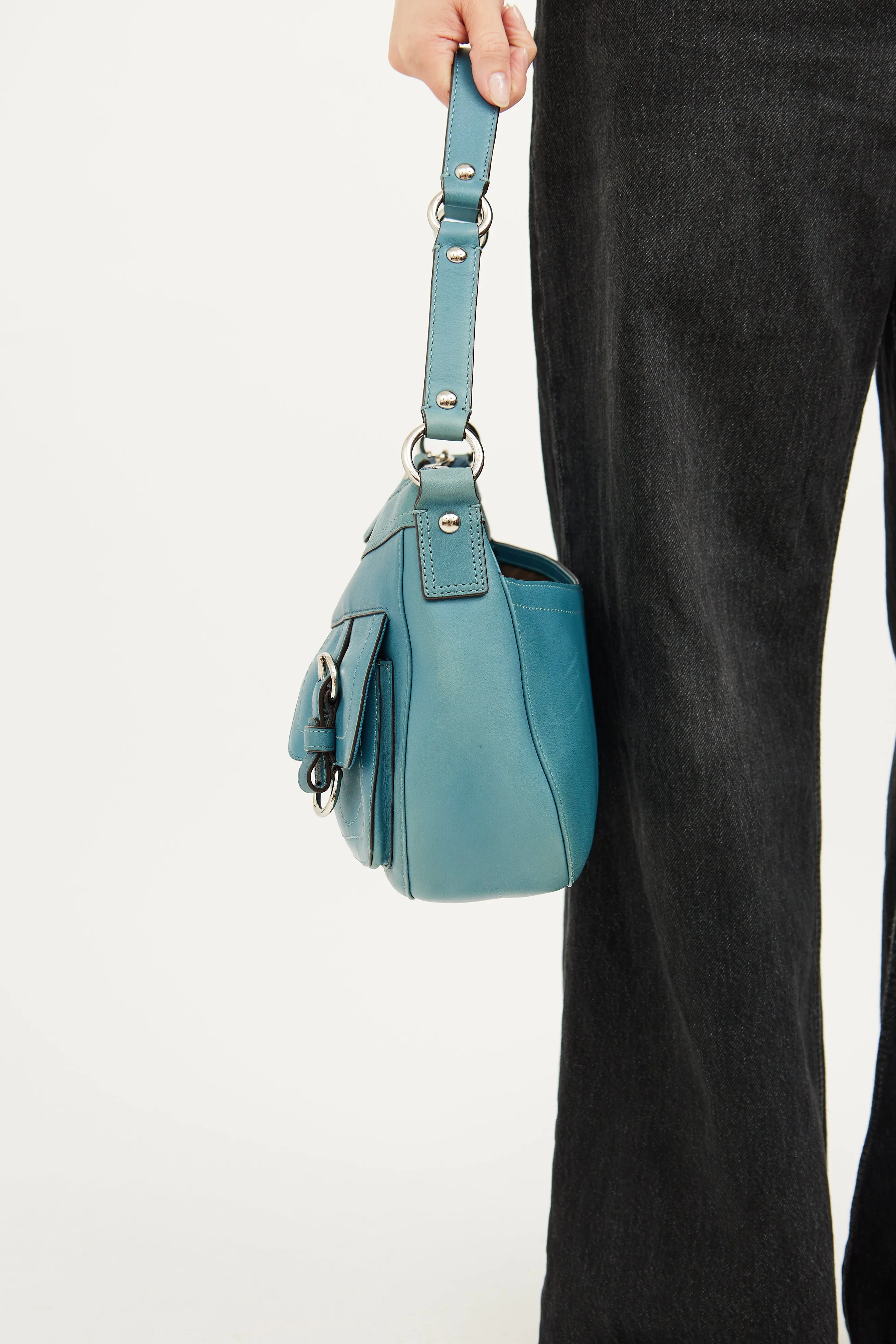 Blue Leather Chelsea Shoulder Bag