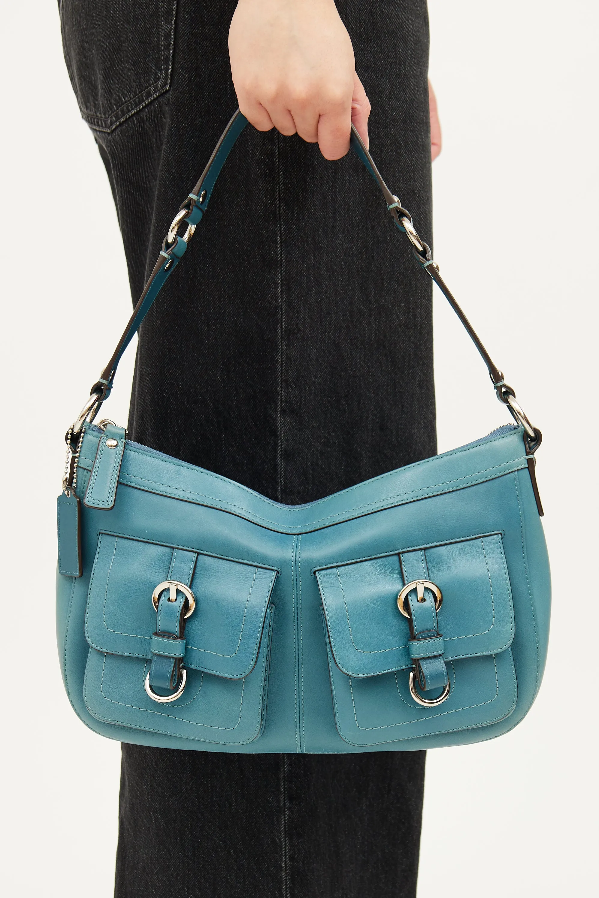 Blue Leather Chelsea Shoulder Bag