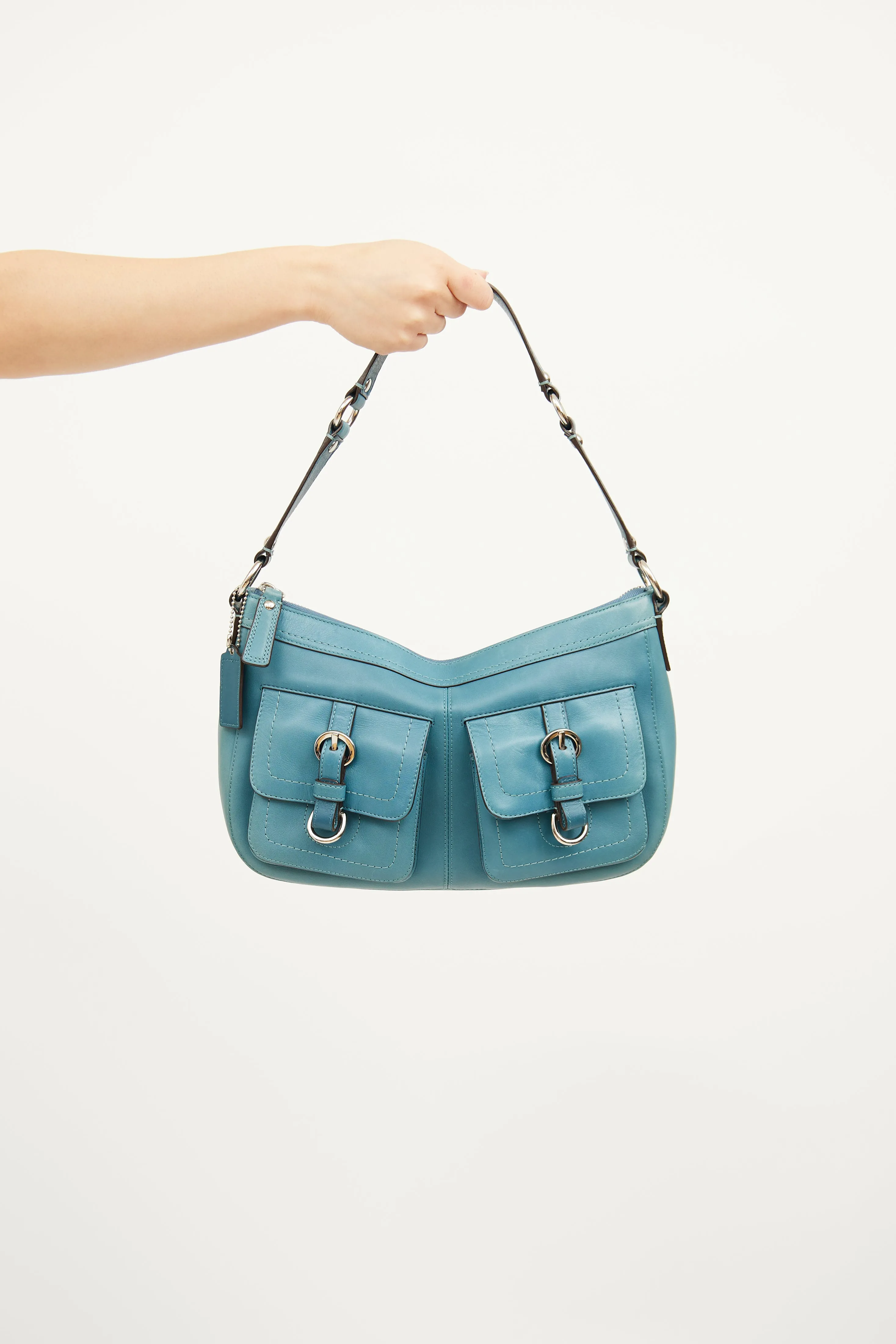Blue Leather Chelsea Shoulder Bag