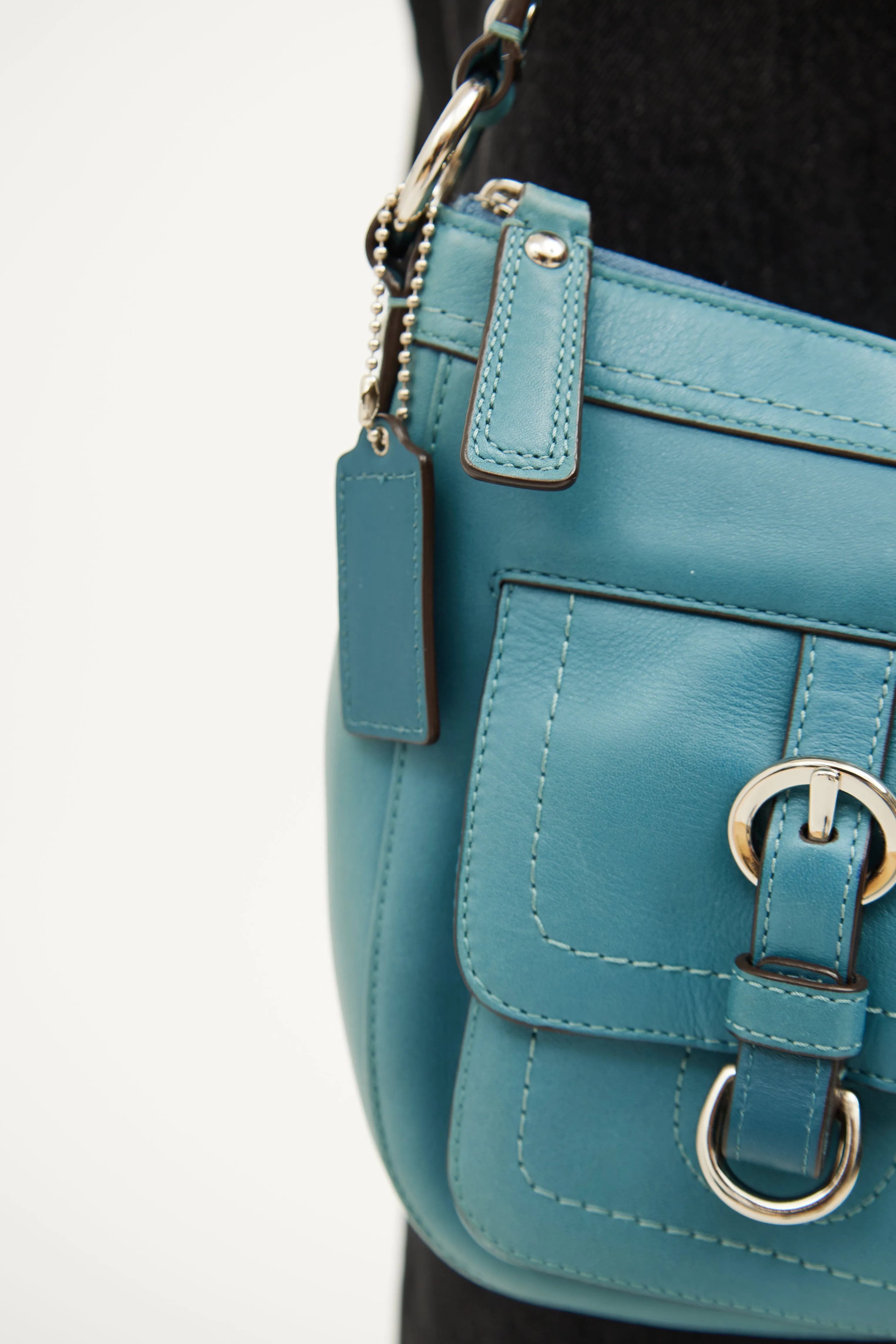 Blue Leather Chelsea Shoulder Bag