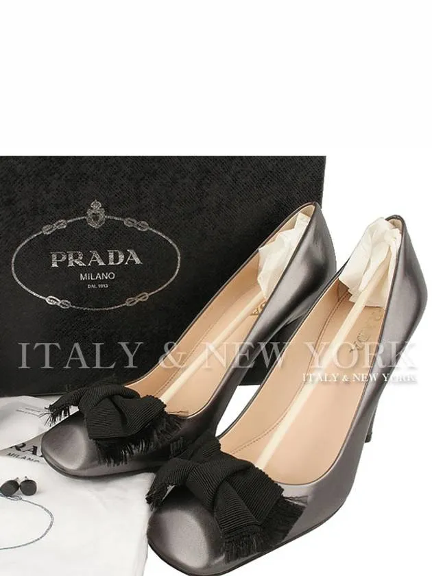 Bow Decoration Pumps Purple Pearl Grey