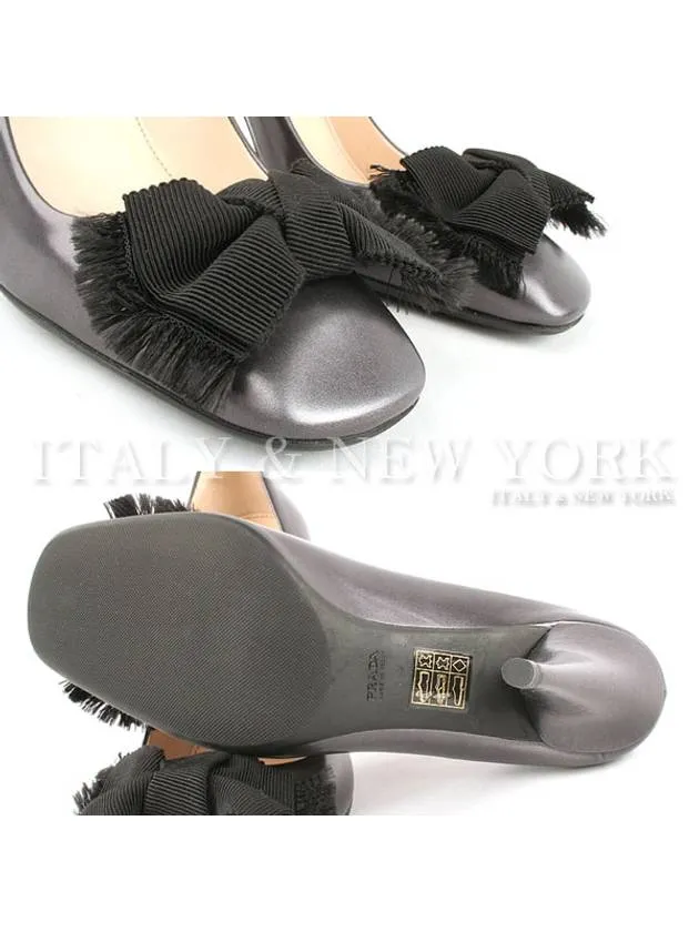 Bow Decoration Pumps Purple Pearl Grey