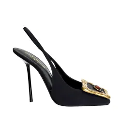 Brown Satin Heels - 8
