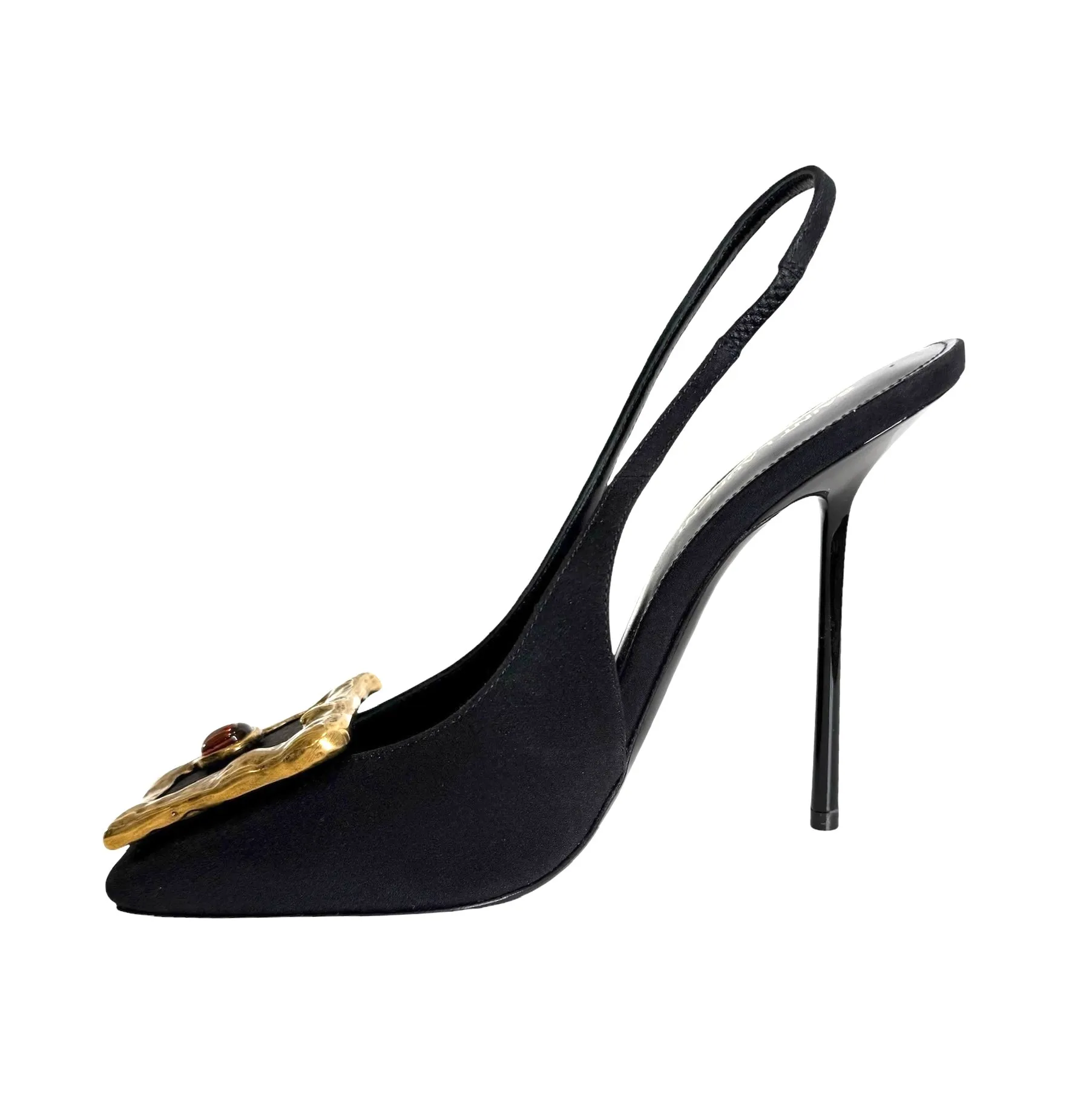 Brown Satin Heels - 8