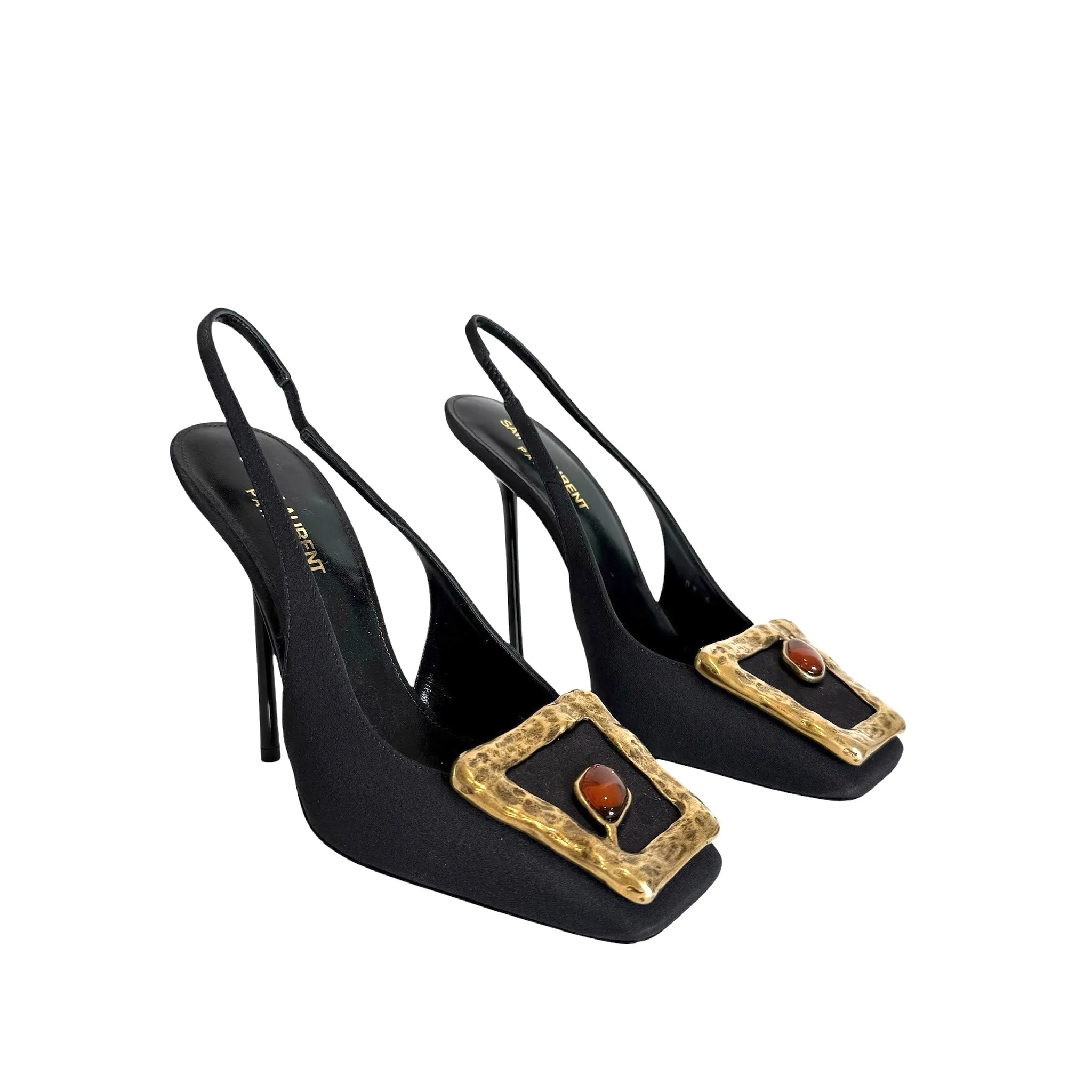 Brown Satin Heels - 8