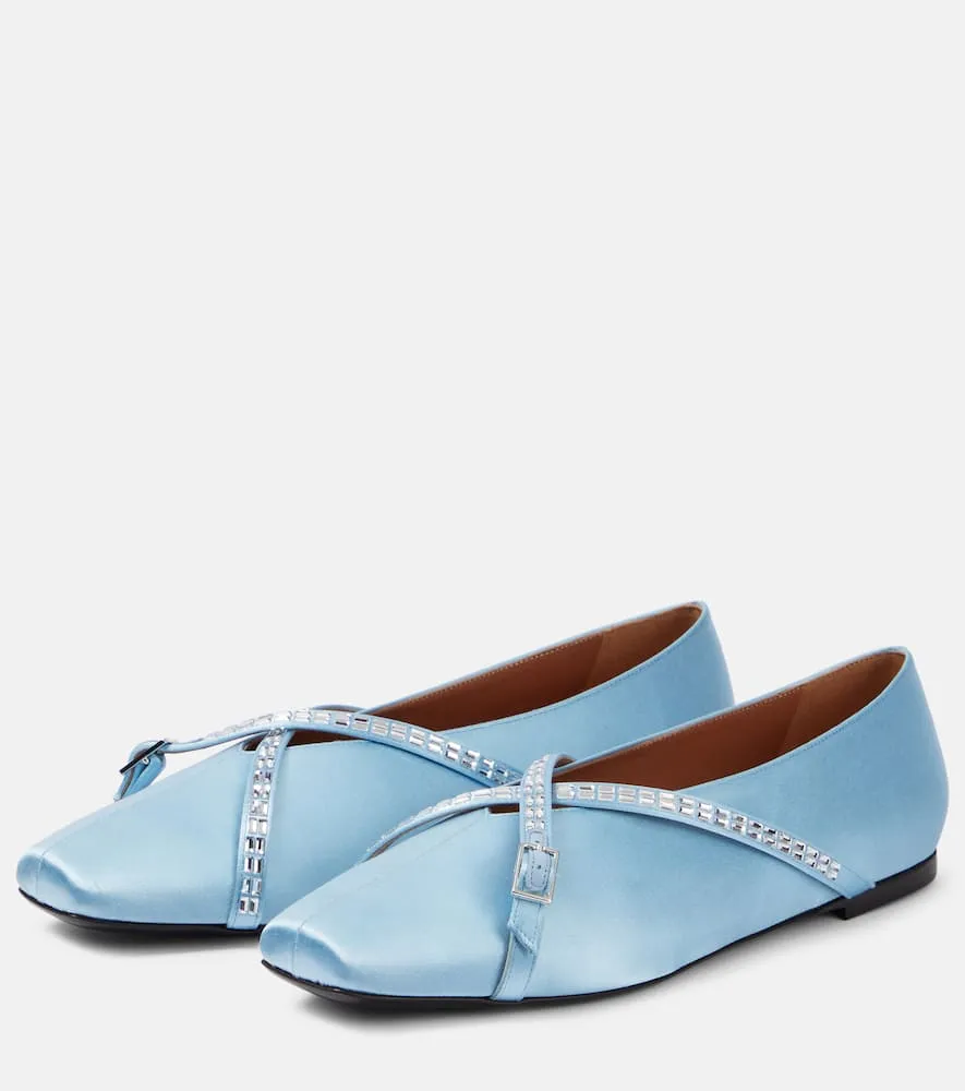 D'Accori Cara embellished satin ballet flats
