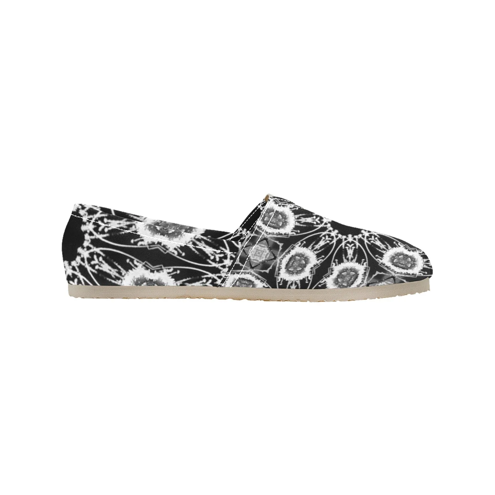 Espadrilles Canvas Black and White Flower
