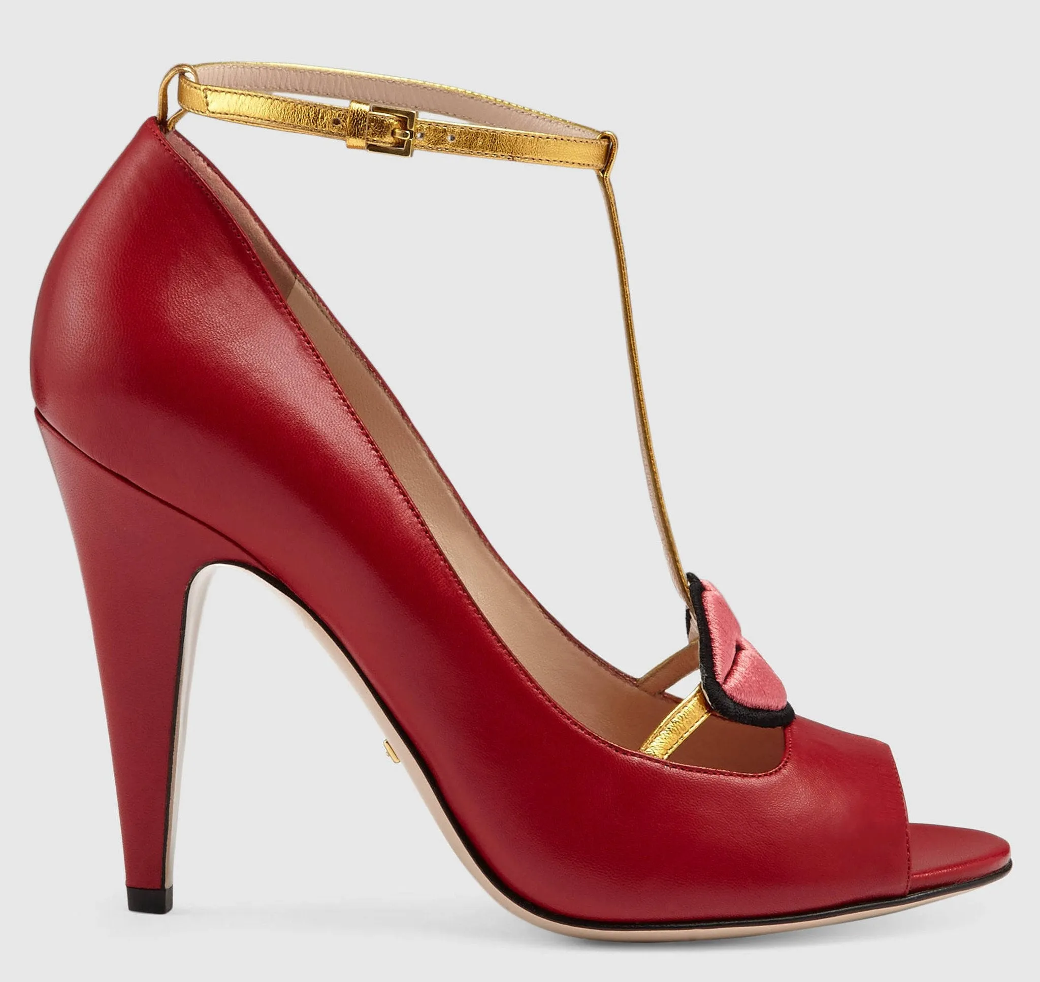 Leather Lip Pumps-Red