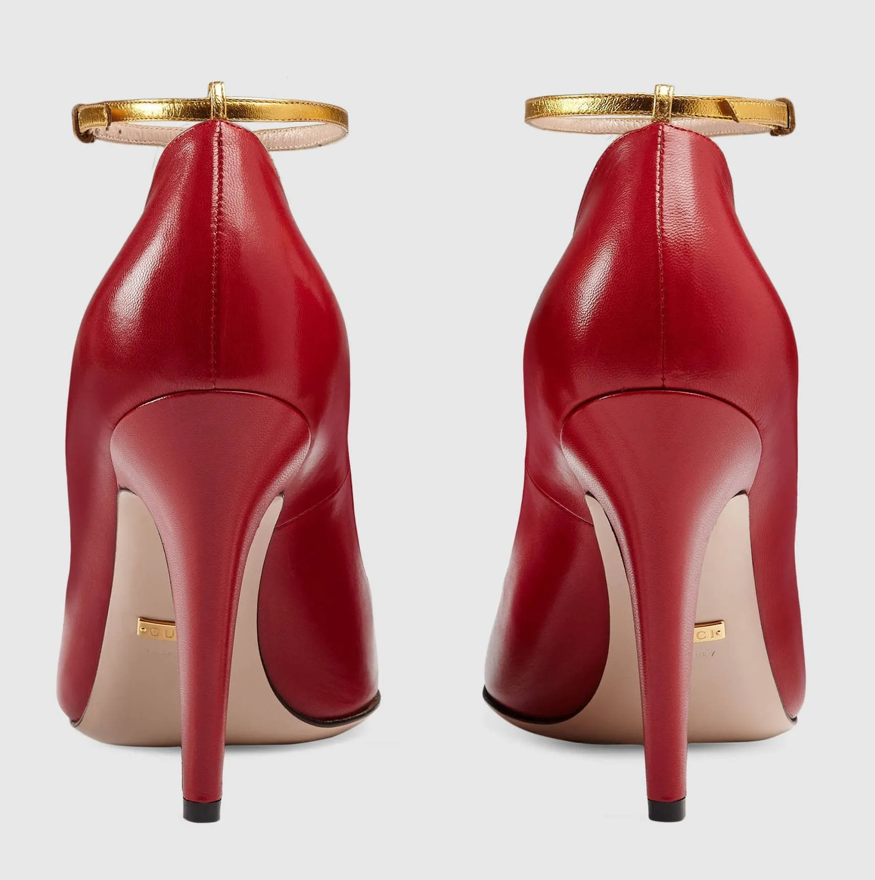 Leather Lip Pumps-Red