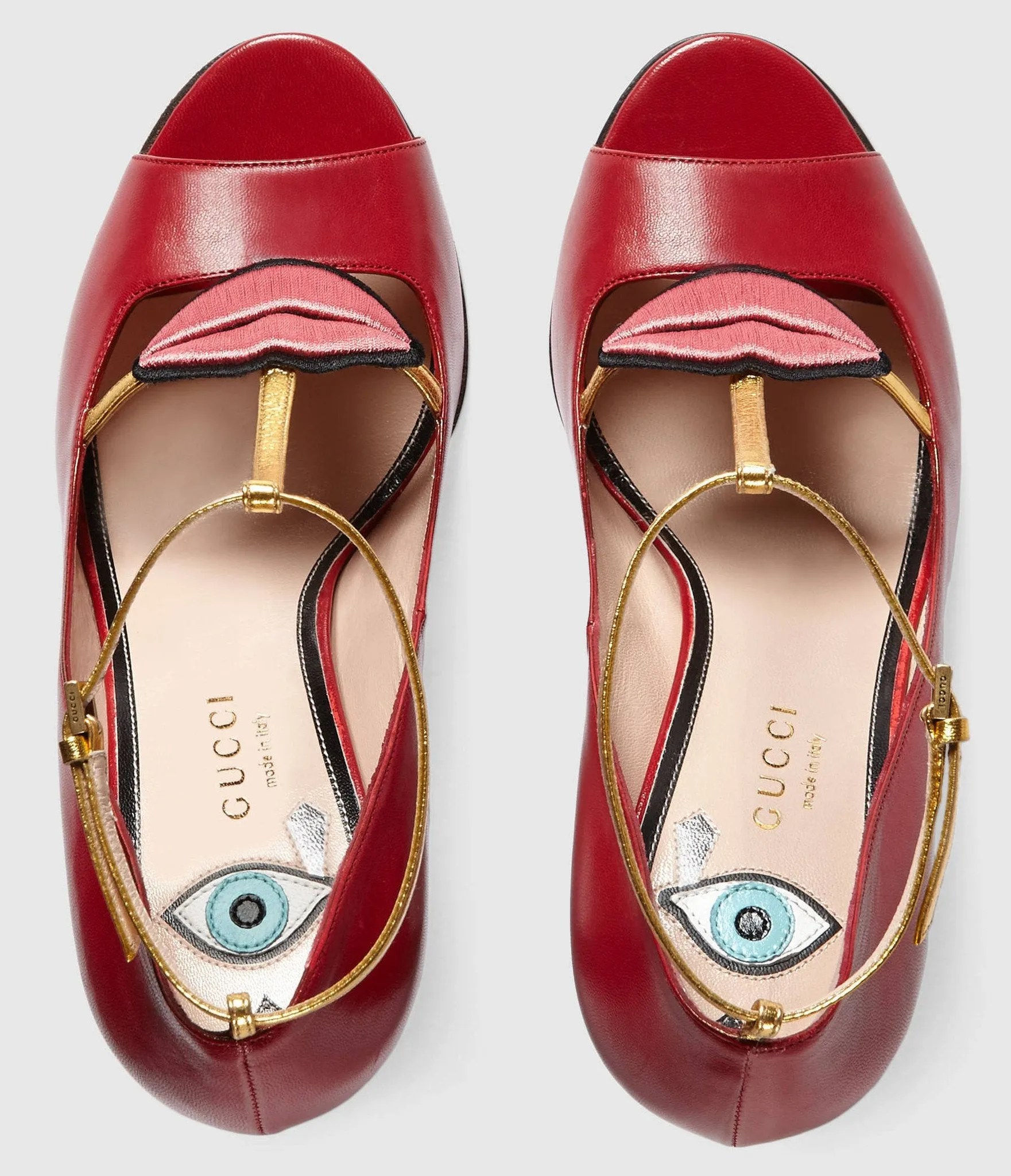 Leather Lip Pumps-Red