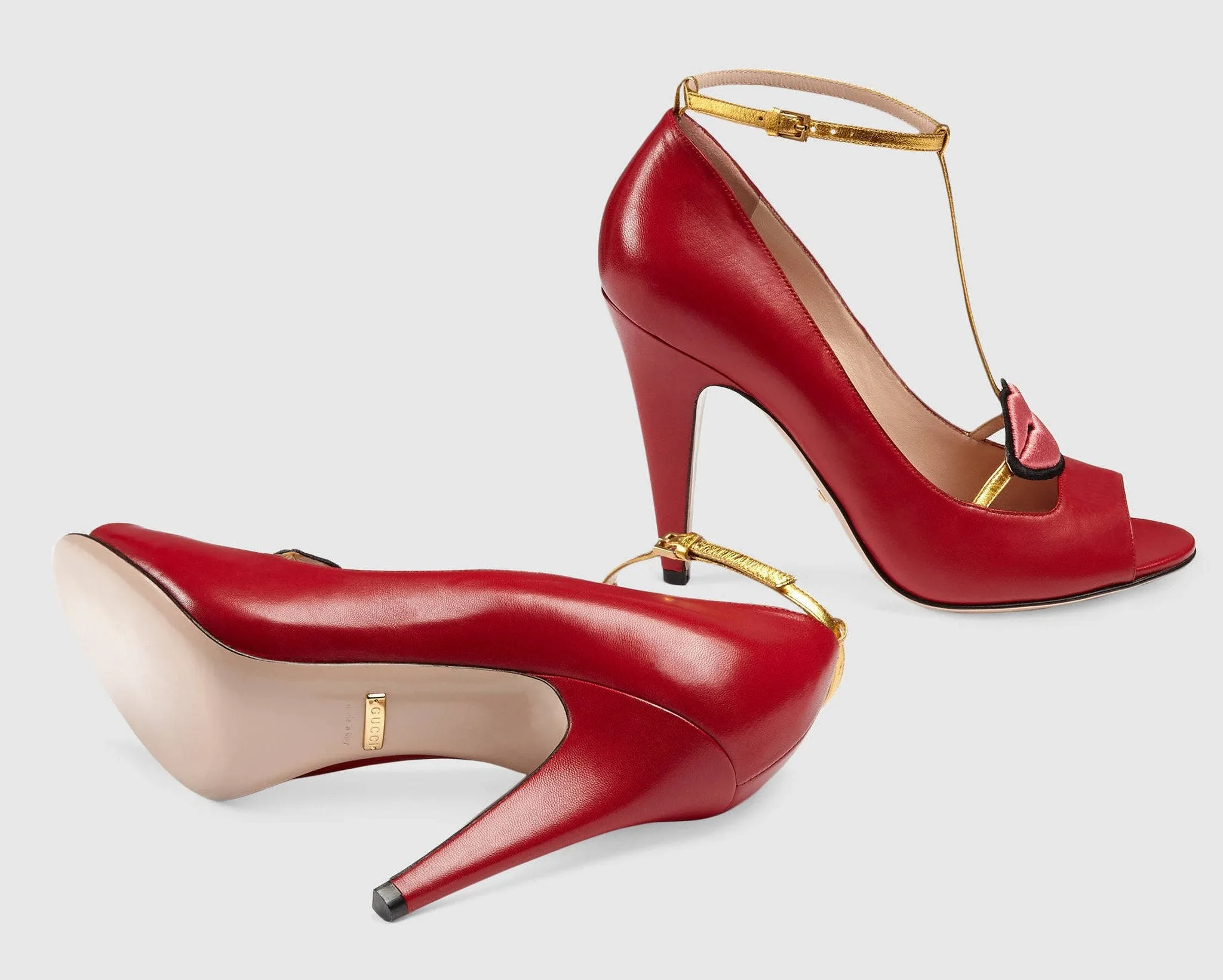 Leather Lip Pumps-Red