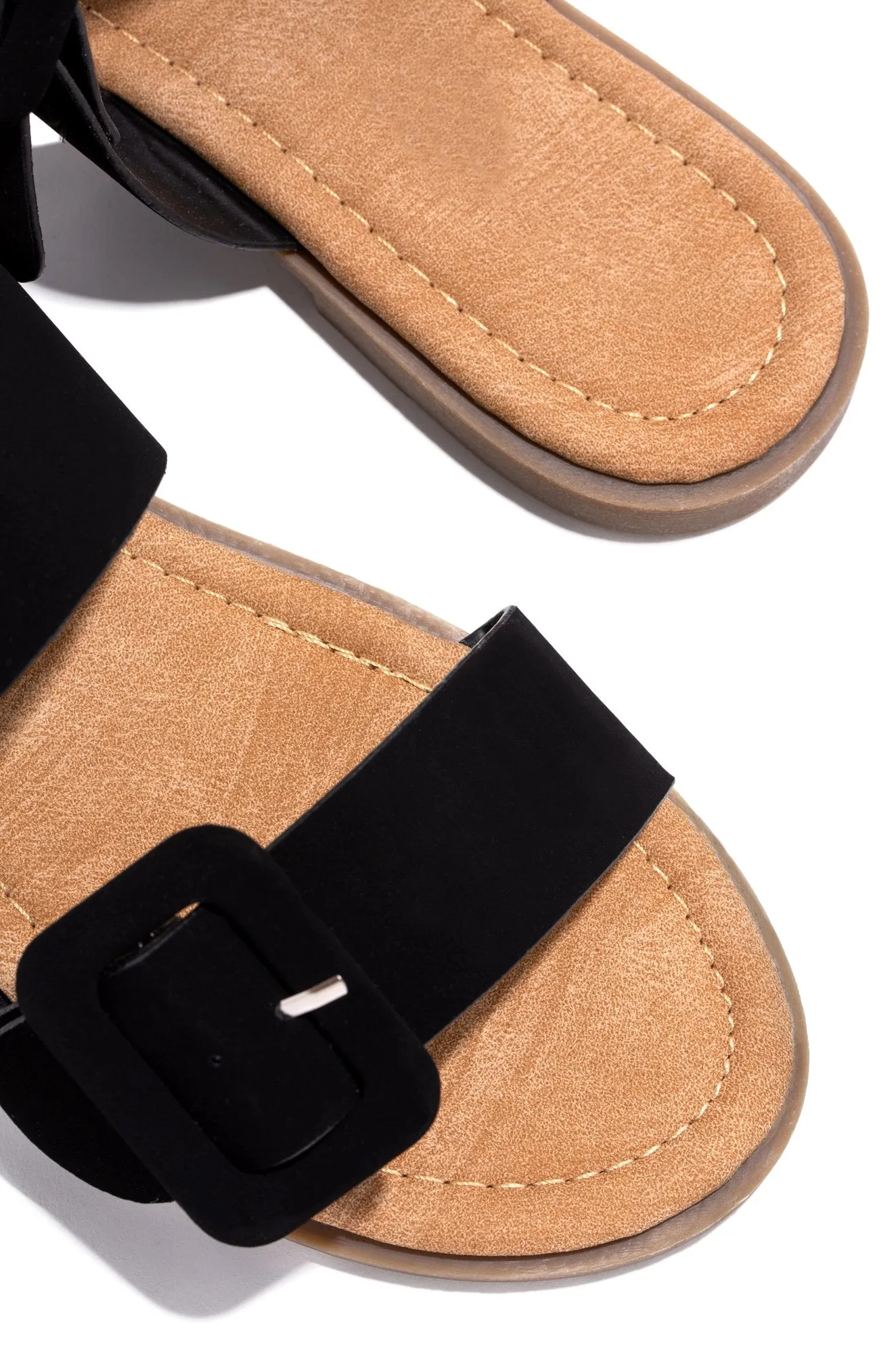 Lydia Double Buckle Sandals- Black