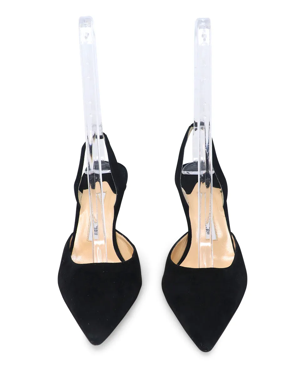Manolo Blahnik Black Suede Slingbacks sz 10.5