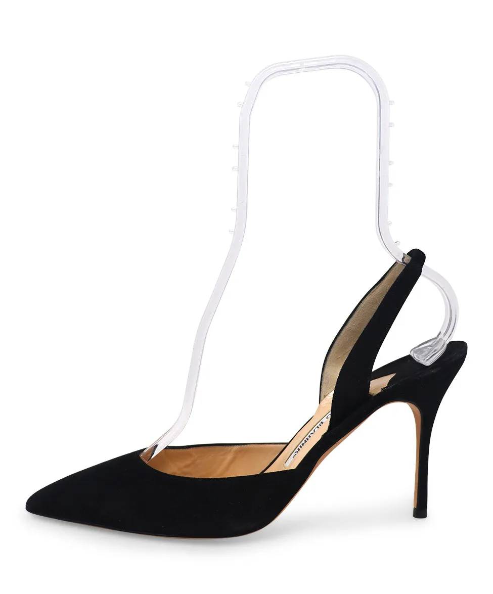 Manolo Blahnik Black Suede Slingbacks sz 10.5