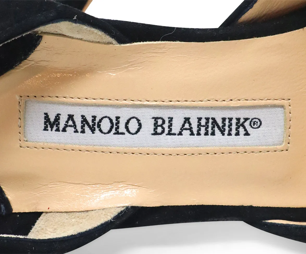 Manolo Blahnik Black Suede Slingbacks sz 10.5