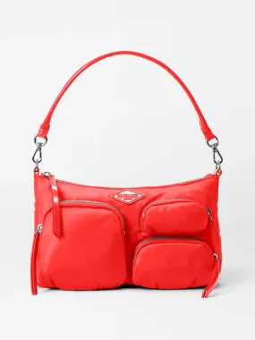 MZ Wallace Chelsea Petite Shoulder Bag in Bright Cherry Bedford