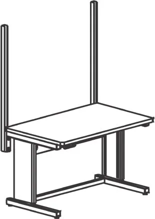 Production Basics 8540 Easy-Lift Series Standard Uprights for Workstations, 60"H