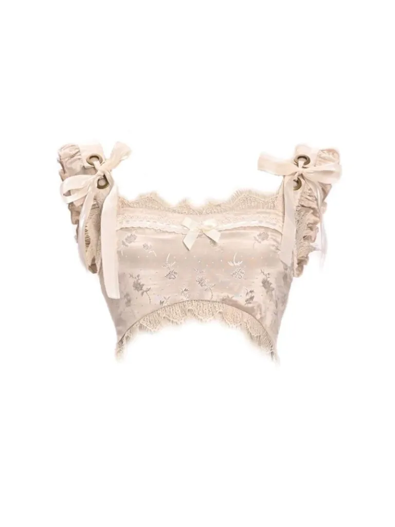 Short Lace French Ribbon Broken Top Vest Ballet Ultra