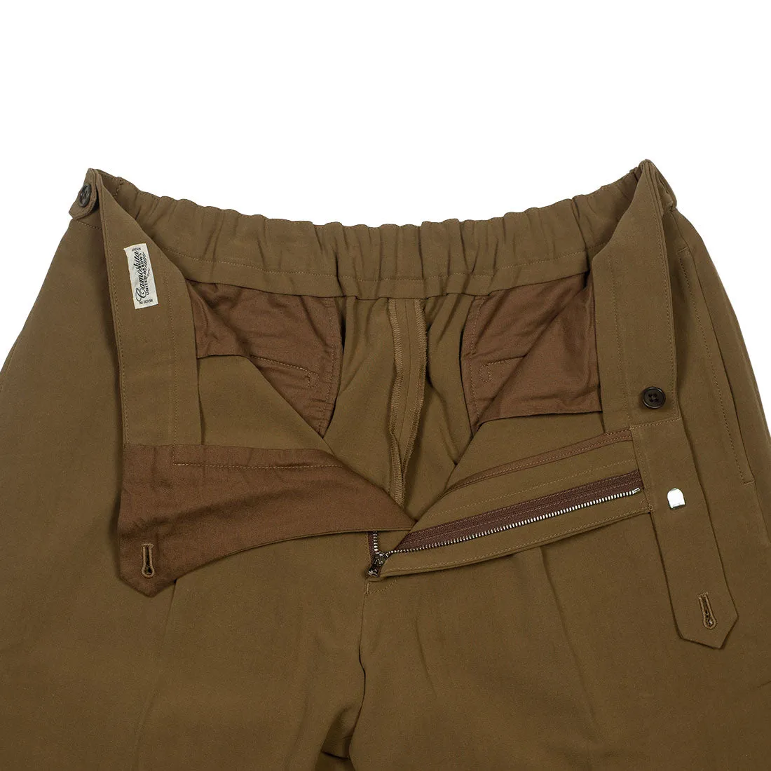 Side tab easy pants in camel cotton canvas