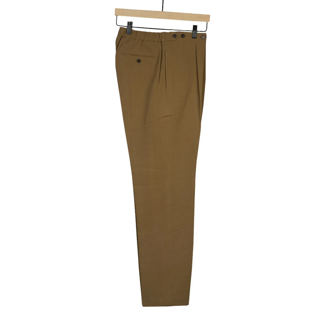 Side tab easy pants in camel cotton canvas
