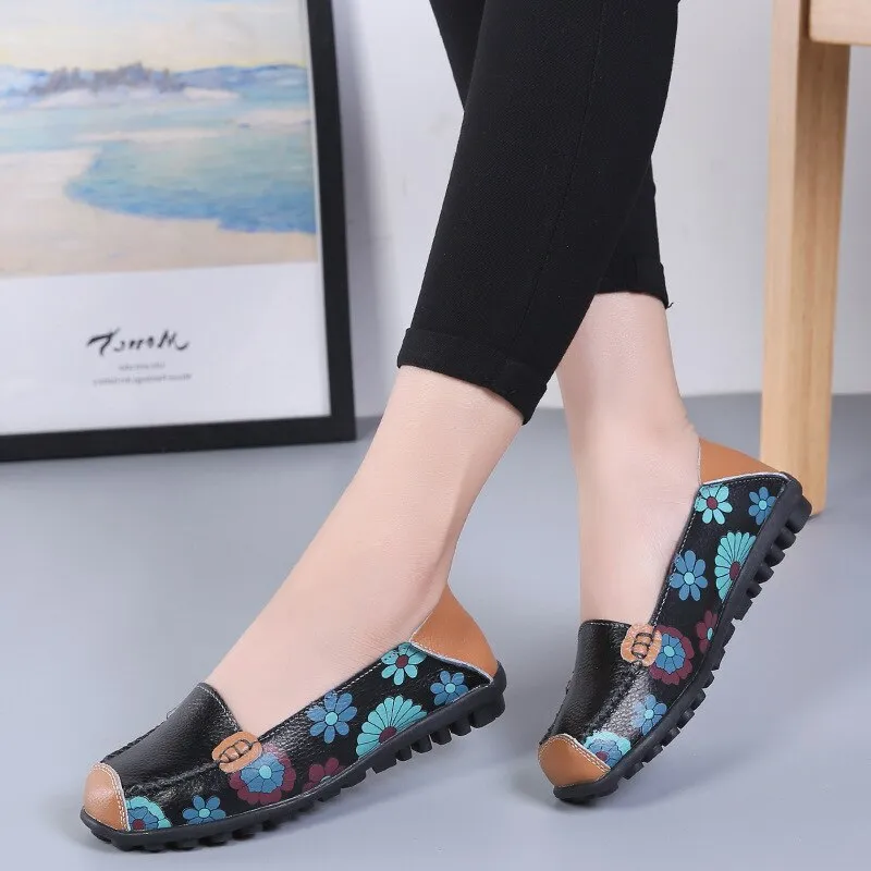 xiangtuibao  Genuine Leather Shoes Woman Fashion Summer Slip on Shoes for Women Comfortable Footwear Flats Casual Loafers Women Large Size 44